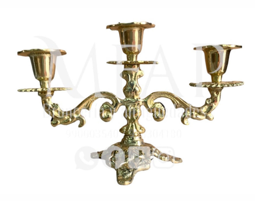 Candelabro de 3 velas en bronce fundido 12 cm - Brillo de la noche