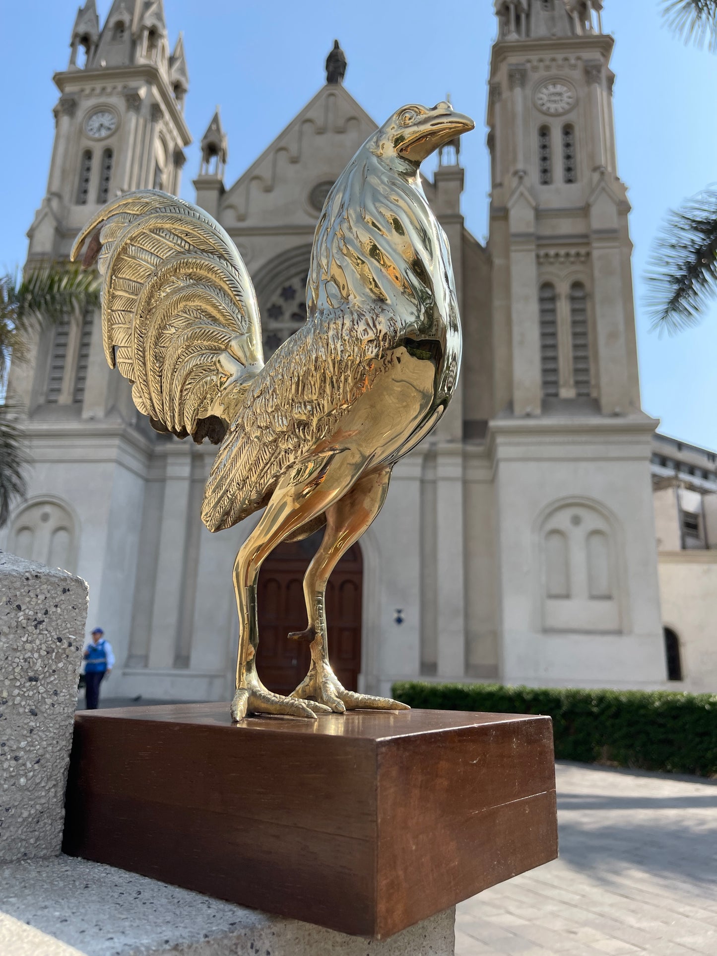 Large Rooster 50 cm with wooden base Booby with base