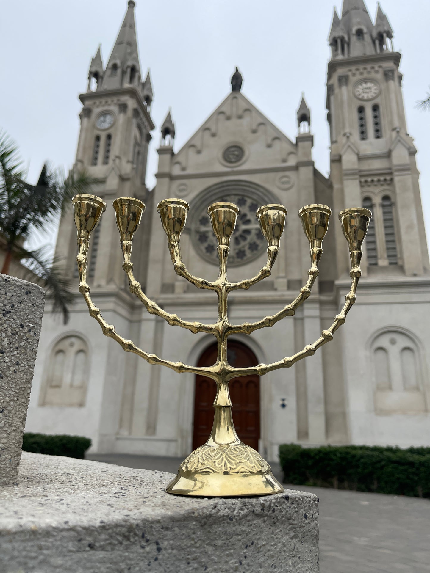BRONZE MENORAH CANDLESTICK OF LIFE