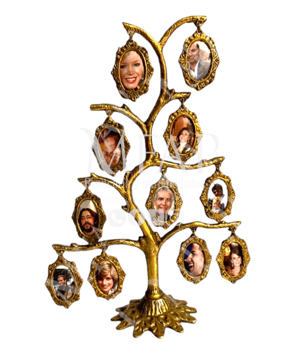 Árbol genealogico de 11 fotos en bronce fundido 26 cm - Legado de bronce