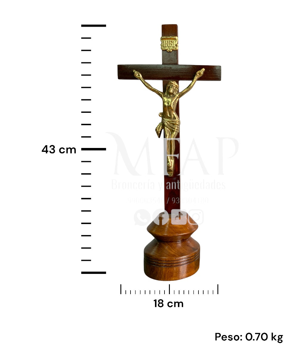 Cruz madera con bronce fundido 43 cm - Paz de cristo