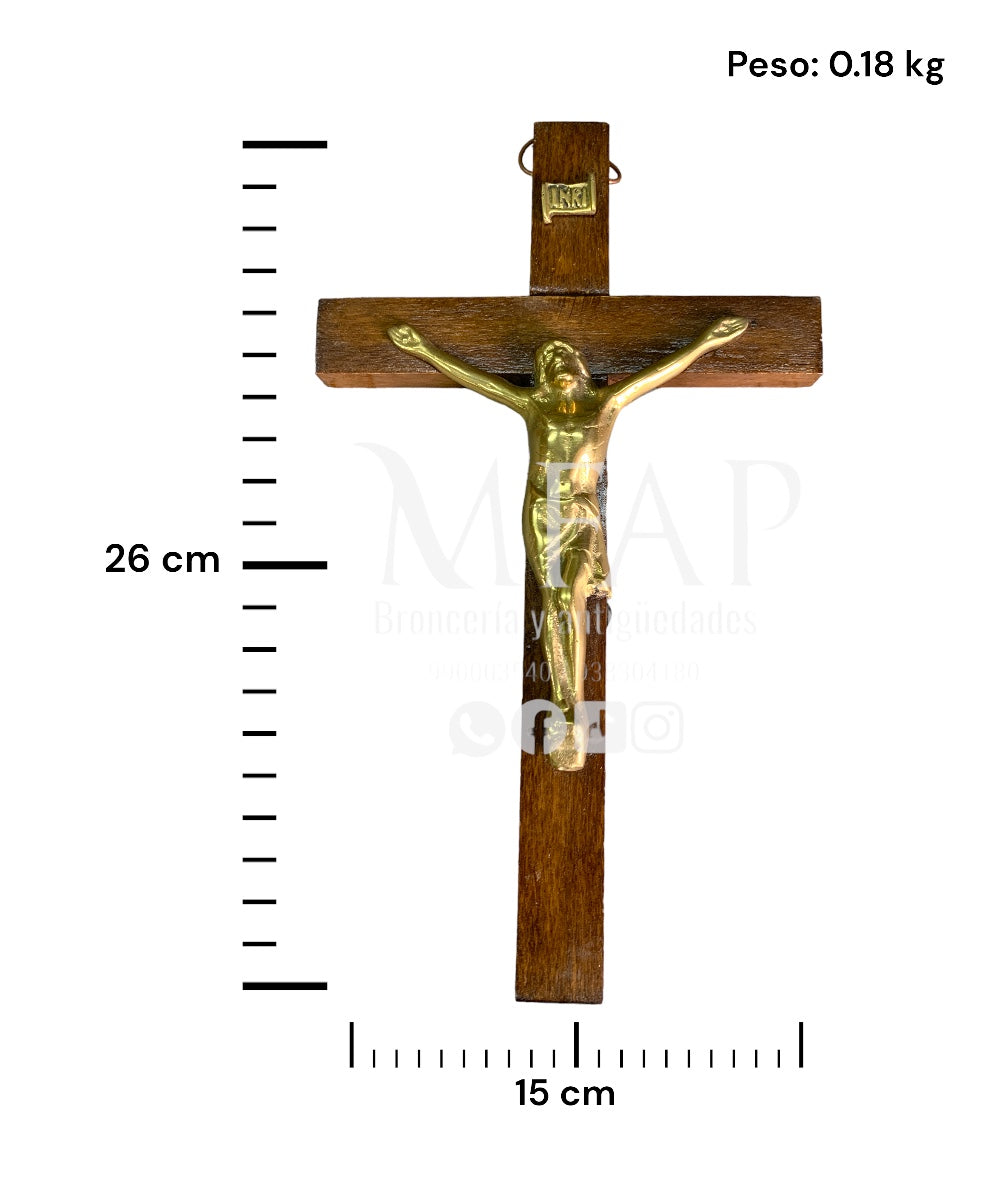 Cruz madera con bronce fundido 26 cm - Camino de fe
