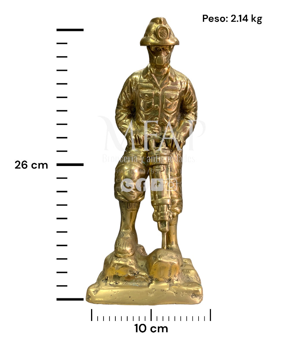 Minero grande en bronce fundido 26 cm - Heroe del mineral