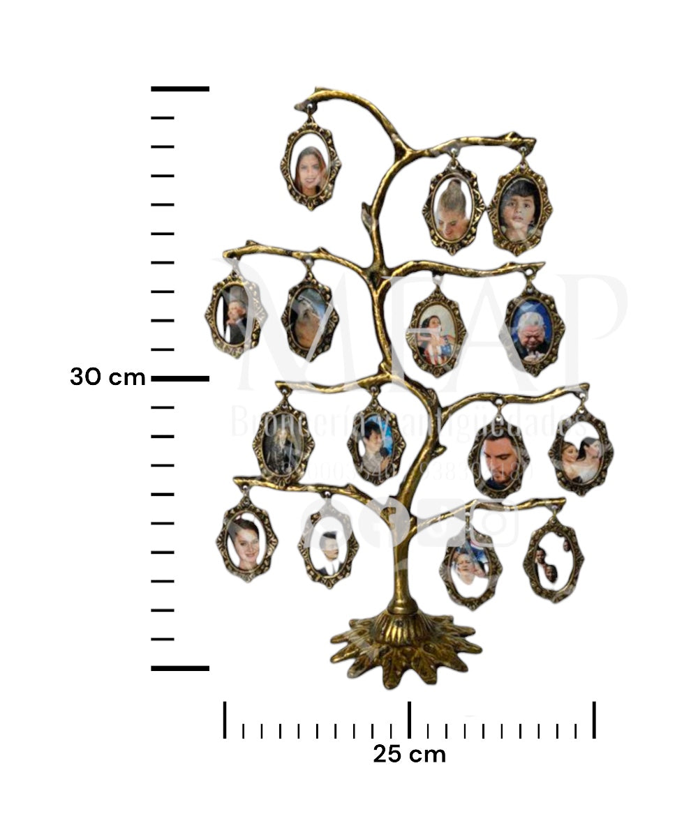 Árbol genealogico de 15 fotos en bronce fundido 30 cm - Ramas del destino