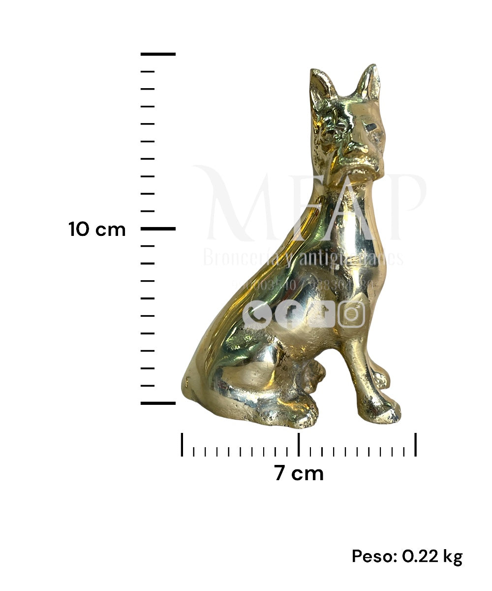 Perro sentado de bronce fundido 10 cm - Lealtad forjada