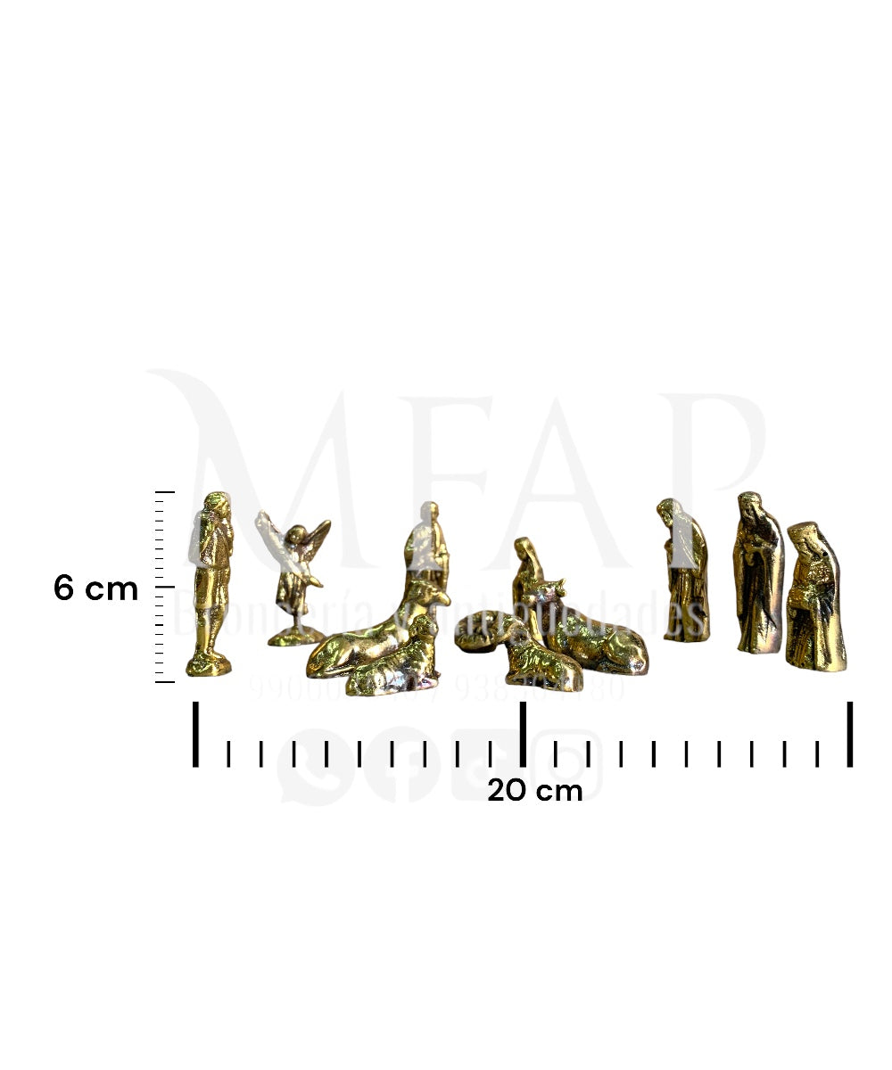 Nacimiento de 12 piezas mediano en bronce fundido 6 cm - Rebelión divina