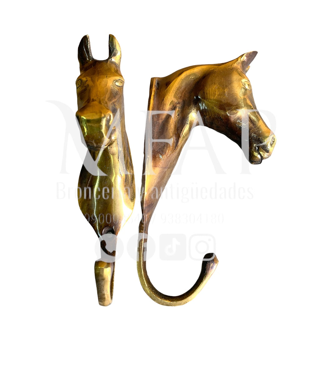 Perchero en forma de caballo en bronce fundido 15 cm