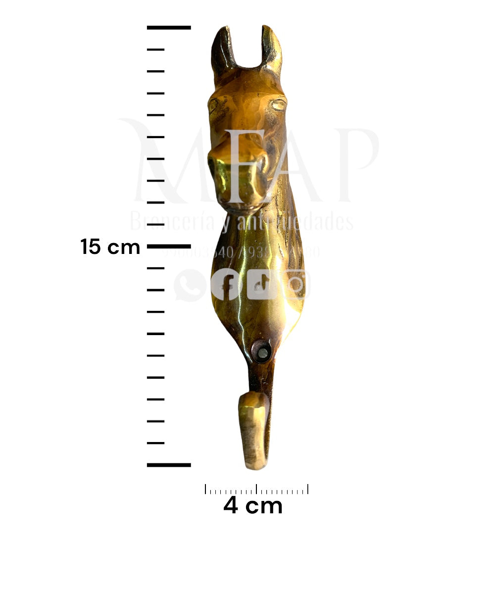 Perchero en forma de caballo en bronce fundido 15 cm