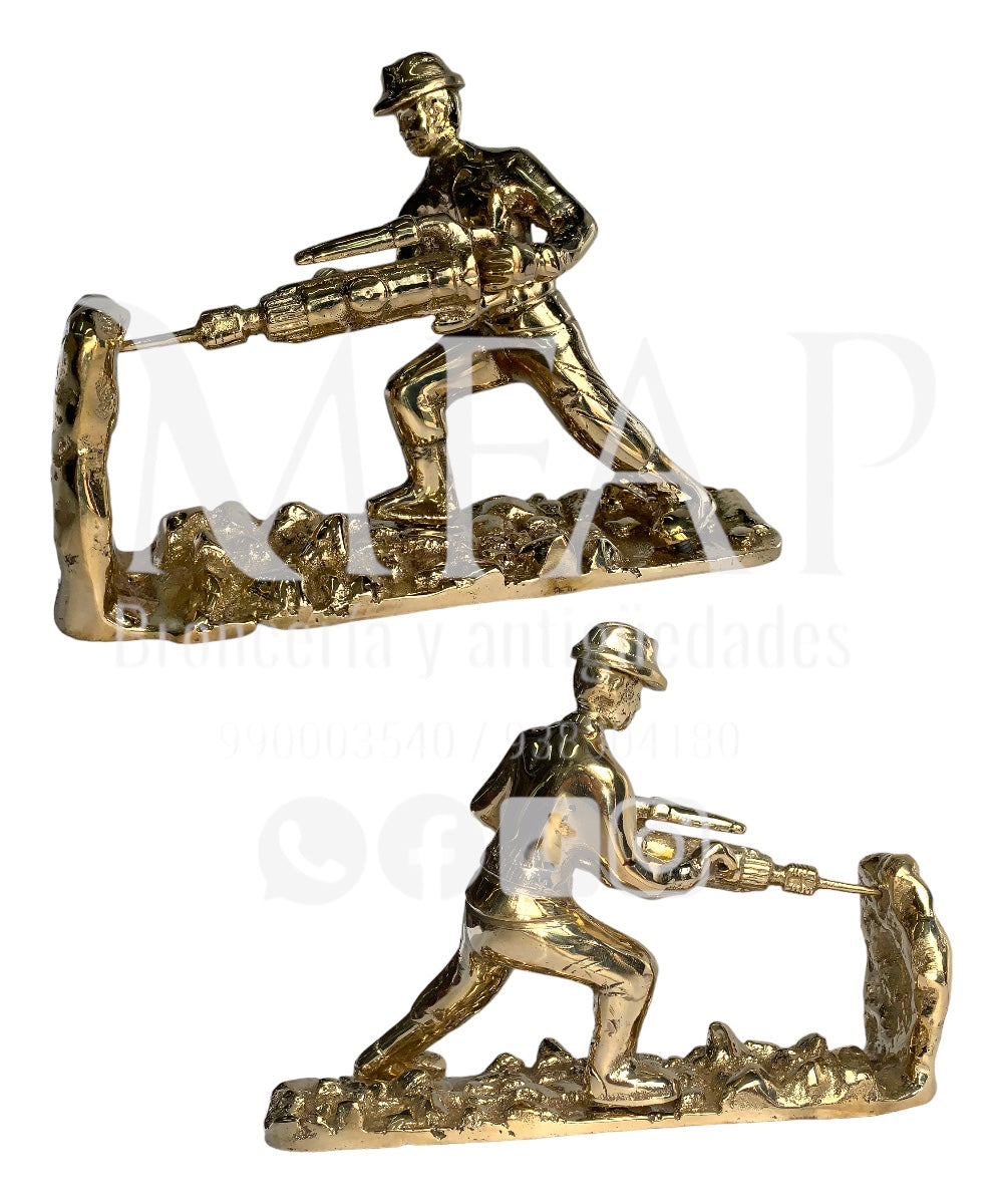 Pulso de la tierra - minero taladrando en bronce 13 cm