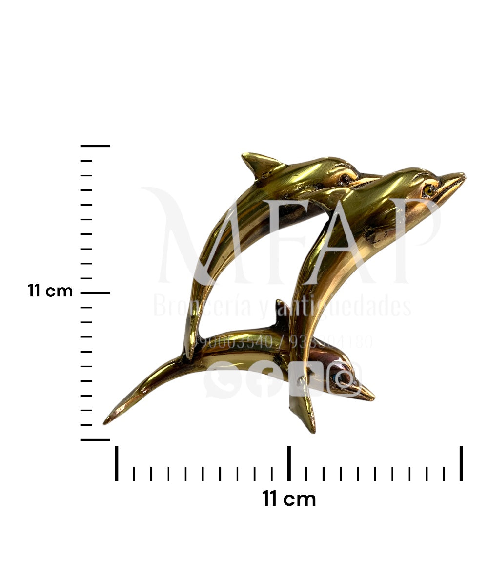 Delfines de bronce fundido 11 cm - Alegria de las olas