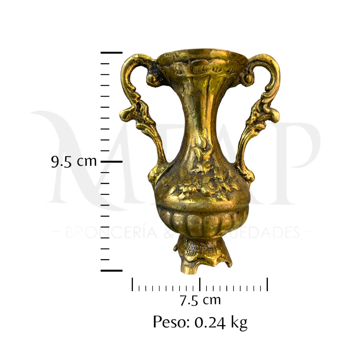 Florero de dos asas en bronce fundido 9.5 cm - Esencia en flor