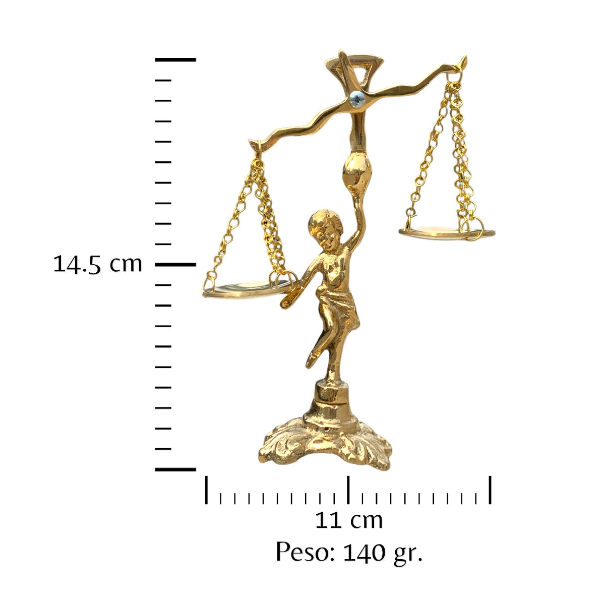 Balanza de la justicia en bronce fundido 14.5 cm - Símbolo de equilibrio