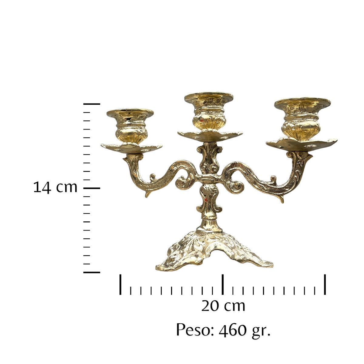 Candelabro de 3 velas en bronce fundido 14 cm - Trinitario