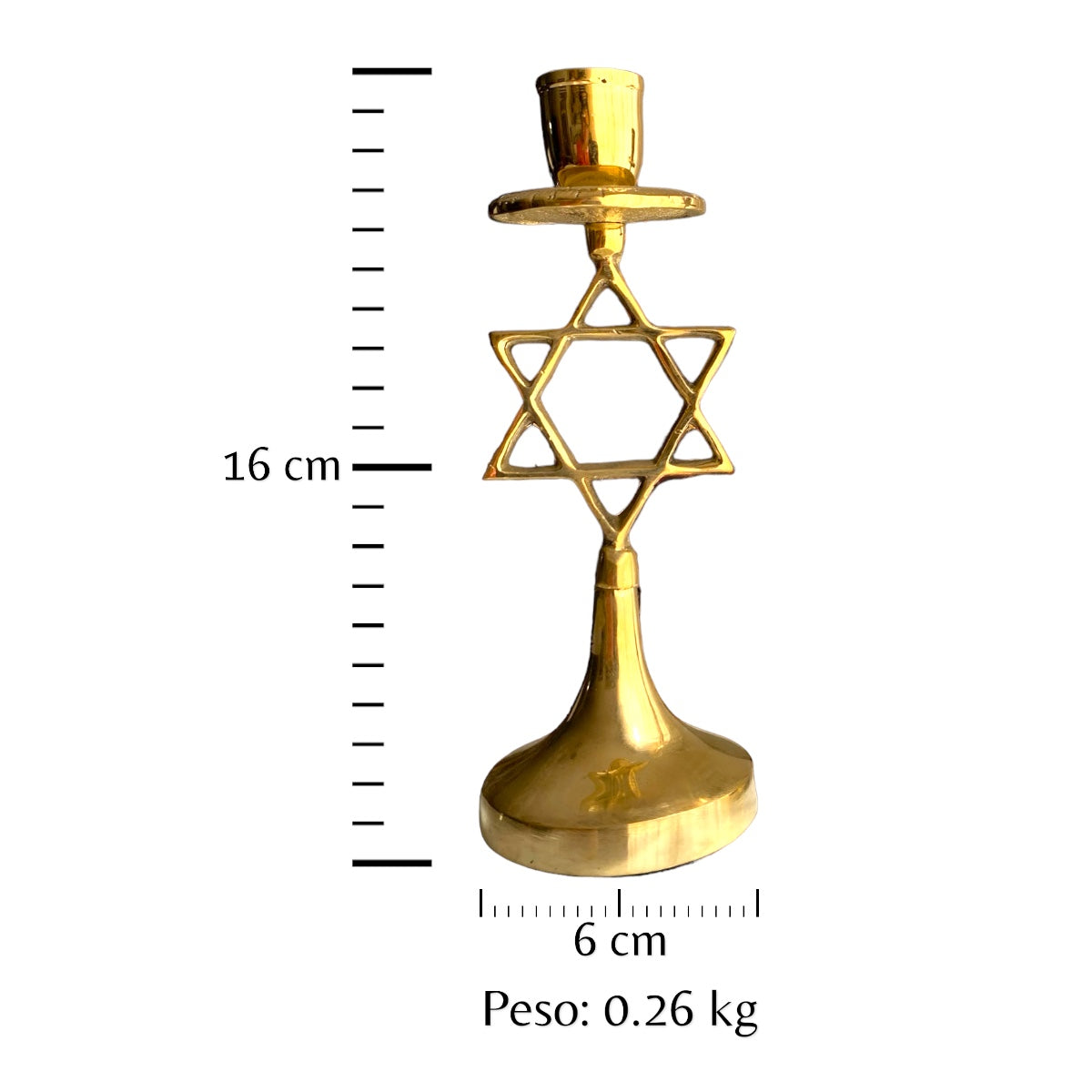 Candelabro de 1 vela en bronce fundido 16 cm - Estrella de David