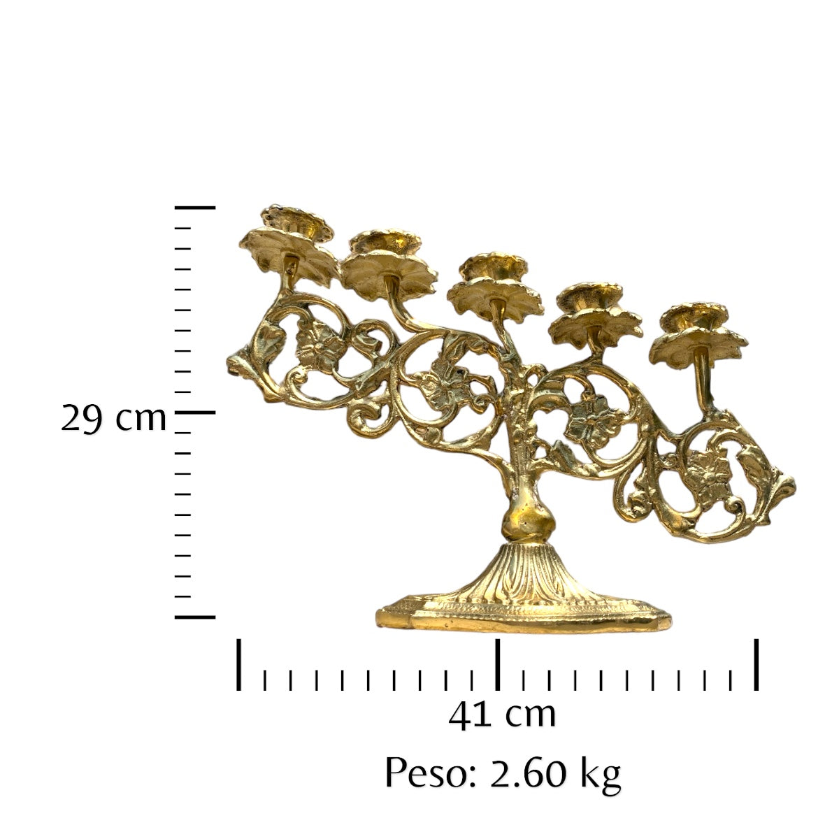 Candelabro de 5 velas en bronce fundido 29 cm - Resplandor ancestral