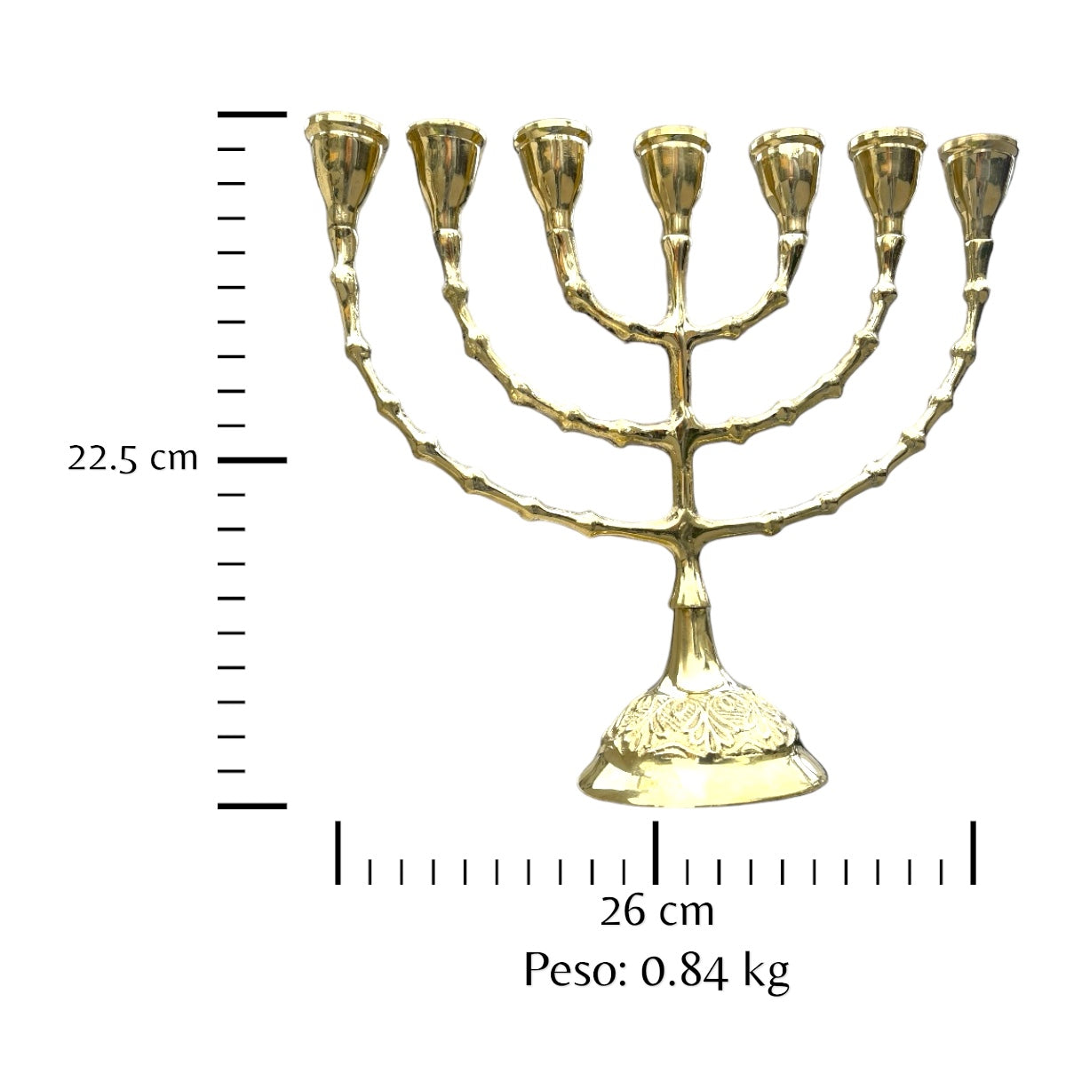 Menorá de 7 velas en bronce fundido 22.5 cm - Candelabro de vida