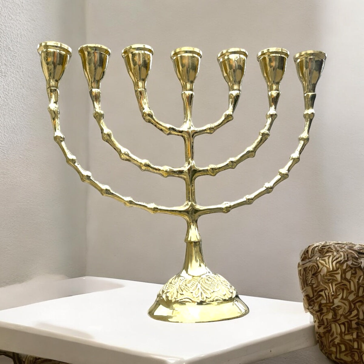 BRONZE MENORAH CANDLESTICK OF LIFE