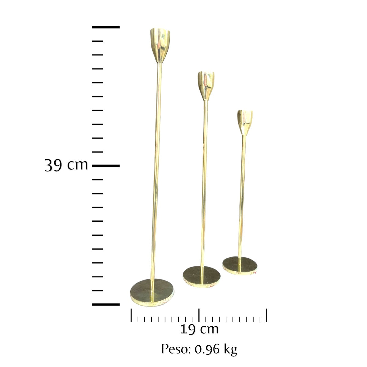 Candelabro de 3 velas en bronce fundido 39 cm - Trilogía de luz