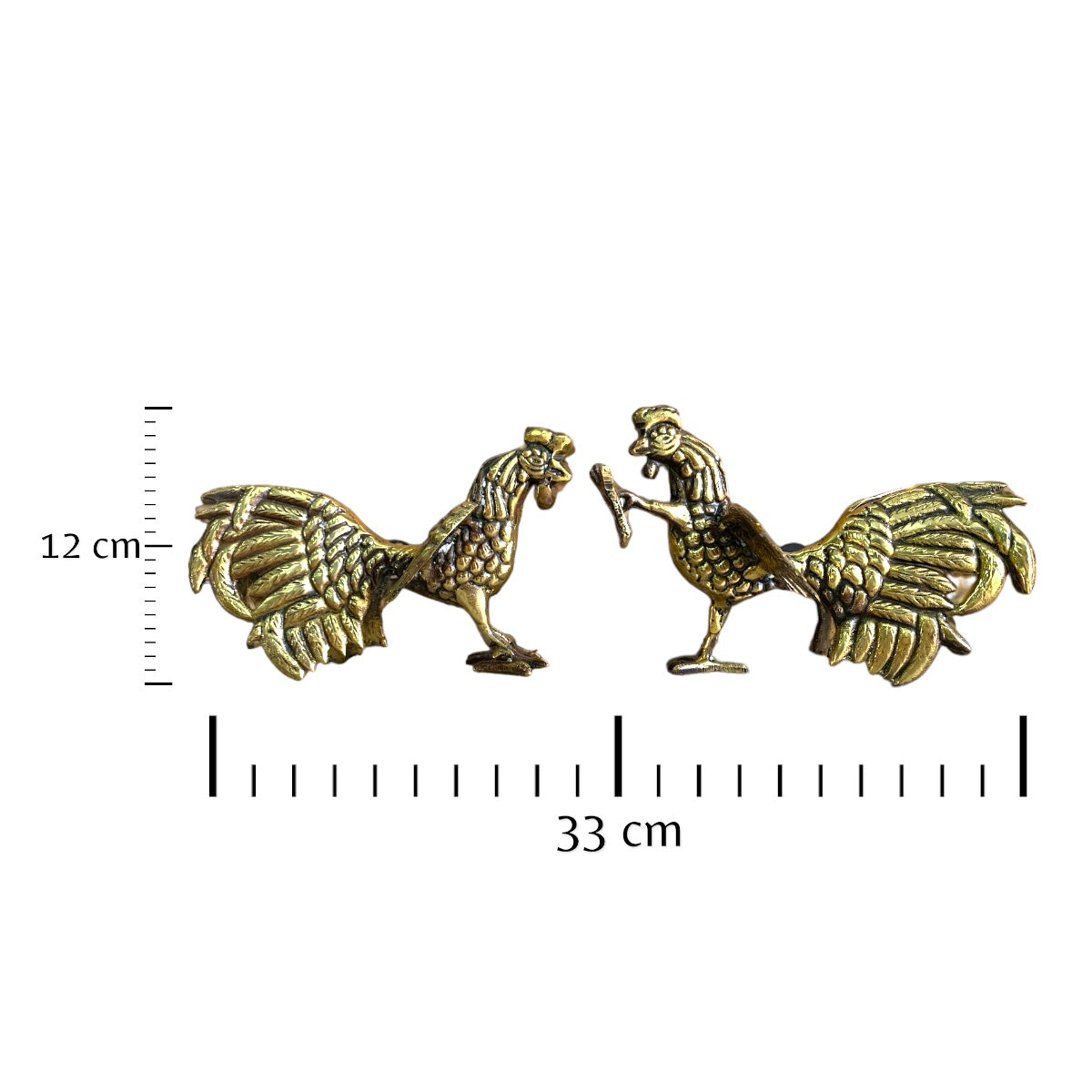 Gallos de pelea de bronce fundido 12 cm - Furia y pluma