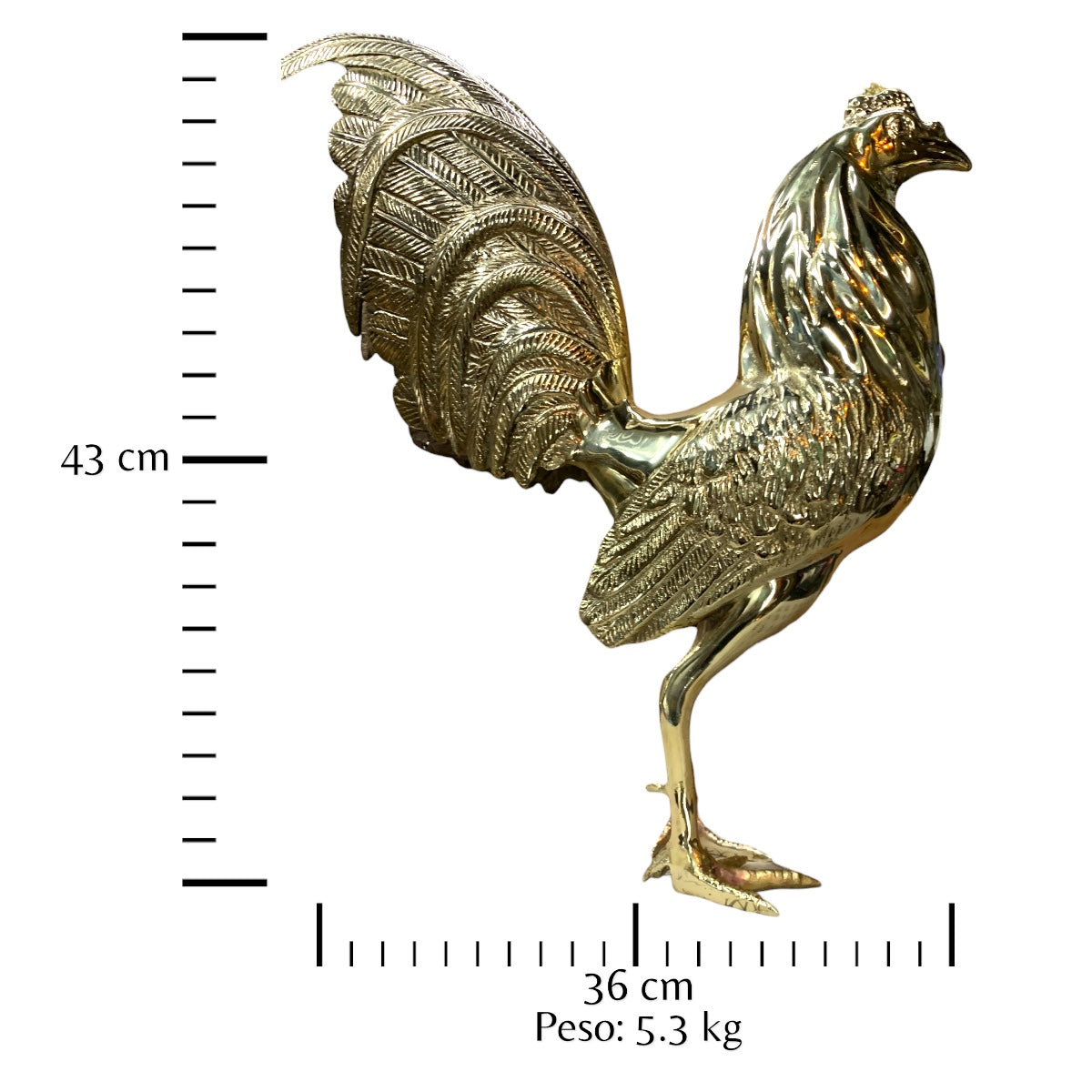 Gallo de bronce fundido 43 cm - Piquero sin base