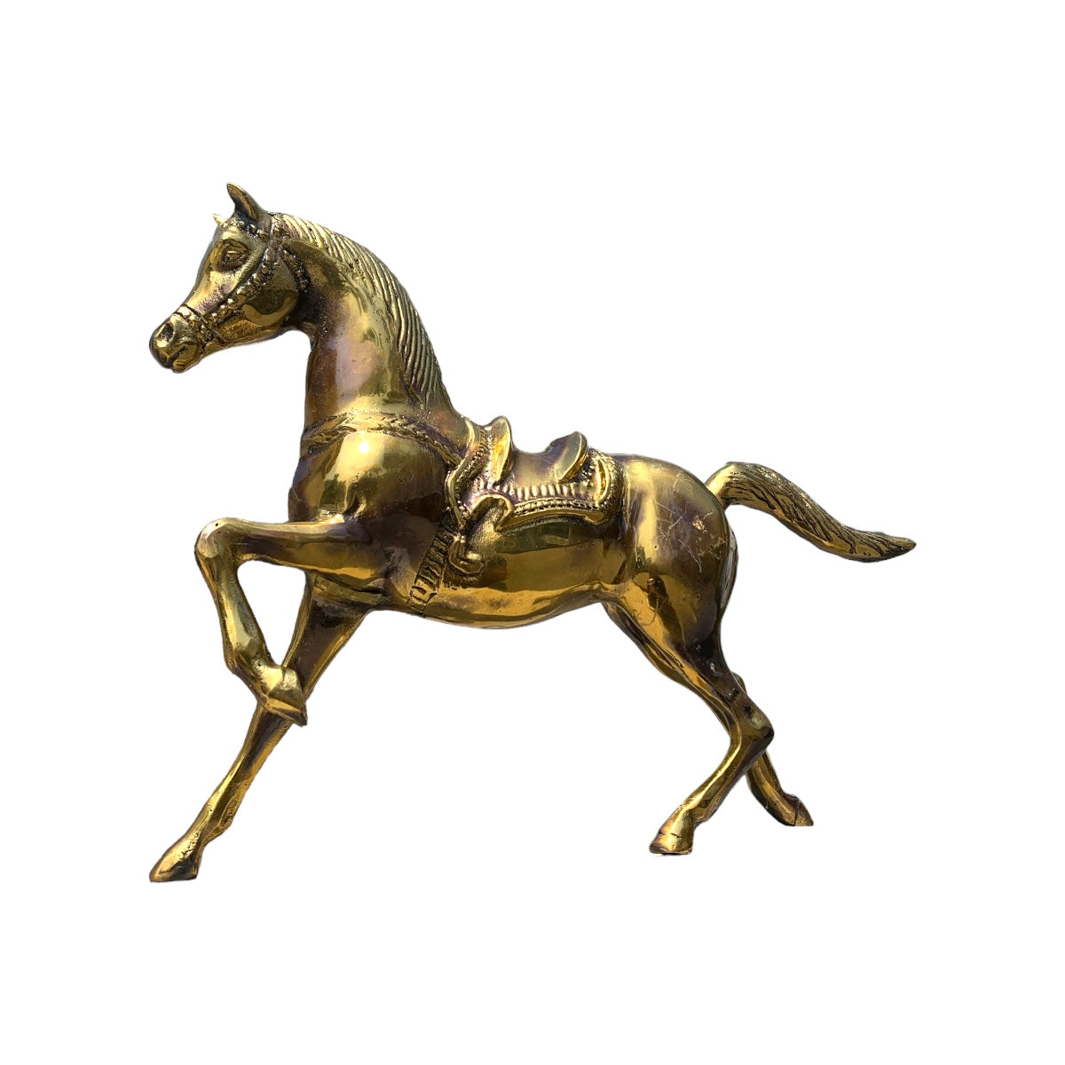 Caballo de bronce fundido 24 cm - Galope dorado