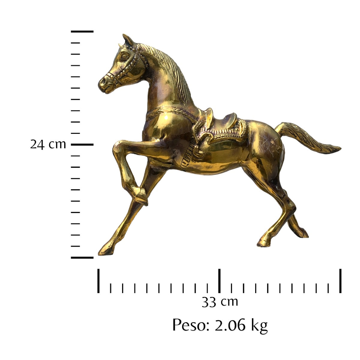 Caballo de bronce fundido 24 cm - Galope dorado