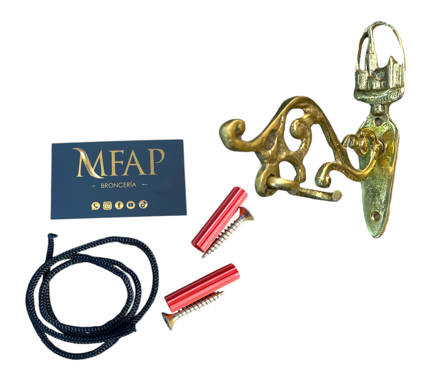 Pack campana bronce fundido 12 cm mas colgador mediano en bronce fundido - Apolo / PCBF12