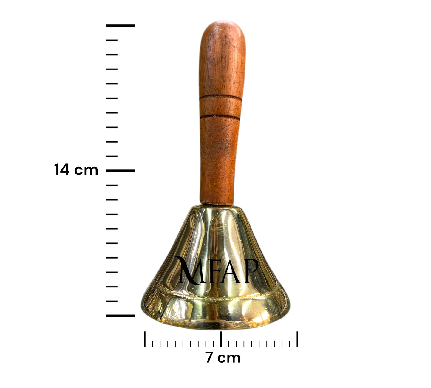 Campana en bronce fundido con mango de madera 14 cm - Melodía