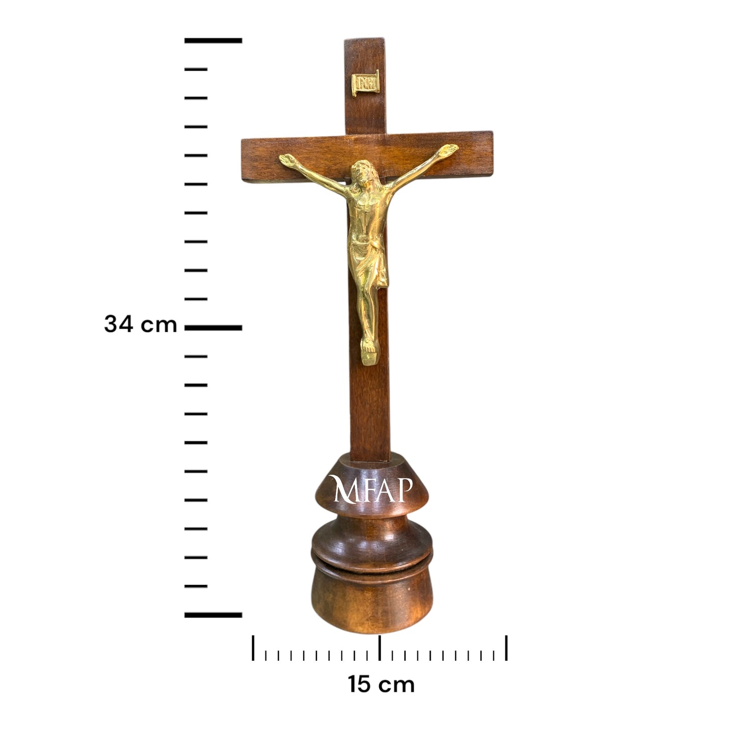 Cruz madera con bronce fundido 34 cm - Silencio del calvario