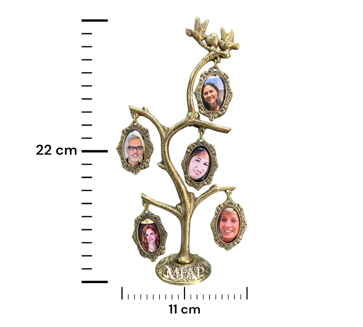 Árbol genealogico de 5 fotos en bronce fundido 22 cm - Lazos eternos