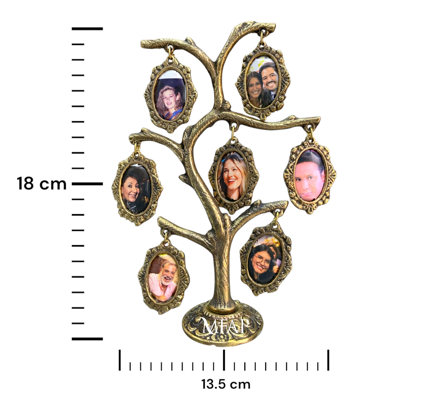 Árbol genealogico de 7 fotos en bronce fundido 18 cm - Origen dorado