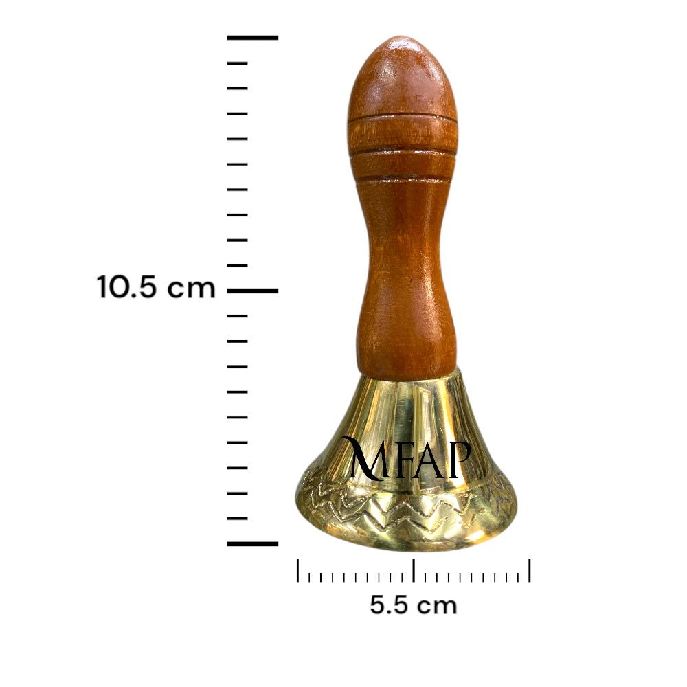 Campana en bronce fundido con mango de madera 10.5 cm - Sonido Clásico