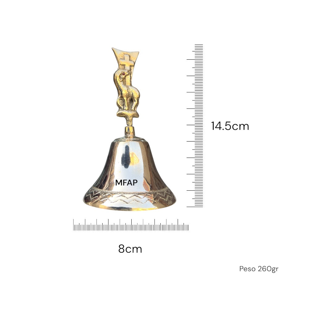 Campana bronce de mesa carnero y cruz