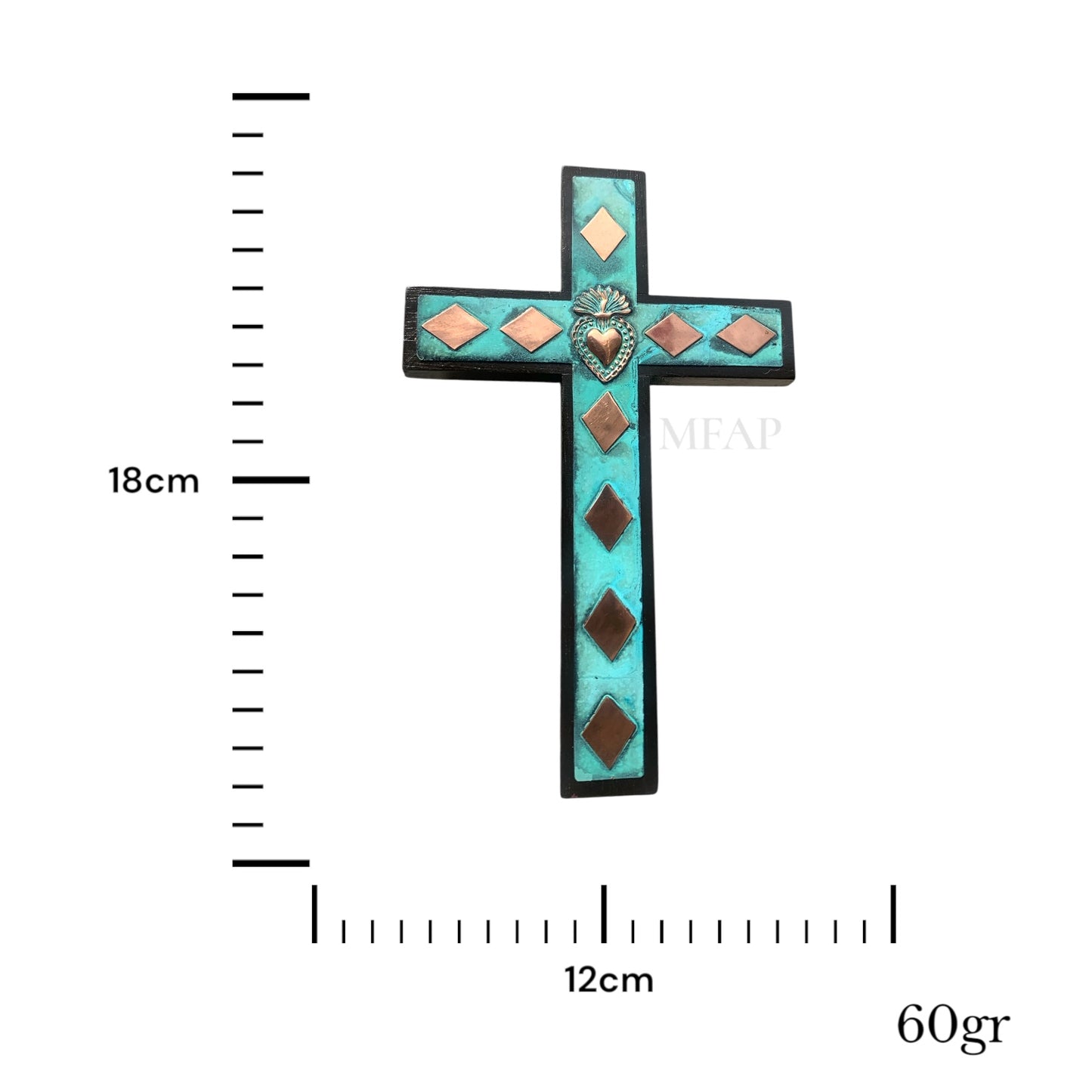 Crucifijo rombo pared 18 cm - Cobre