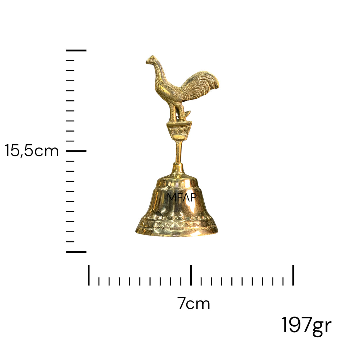 Campana de Mesa en Bronce con Gallo 15,5 cm – Fuerza y Carácter