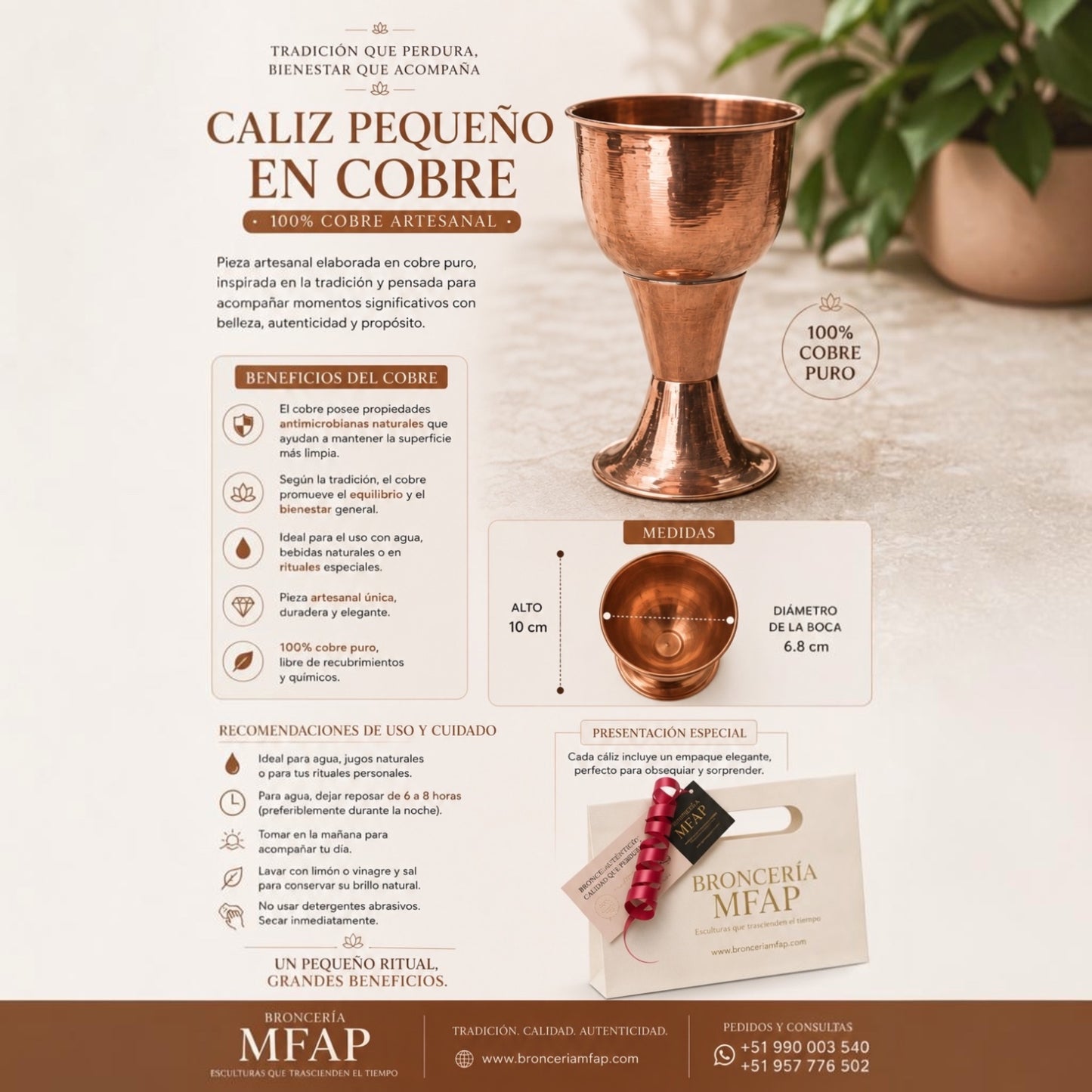 Caliz en cobre puro  10cm - Distinción para cada celebración