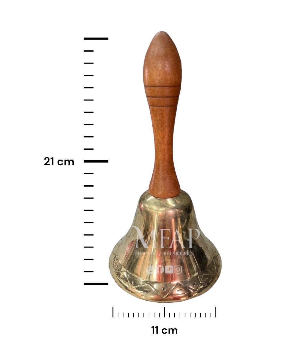 Campana en bronce fundido mango de madera 21 cm - Crepúsculo al amanecer