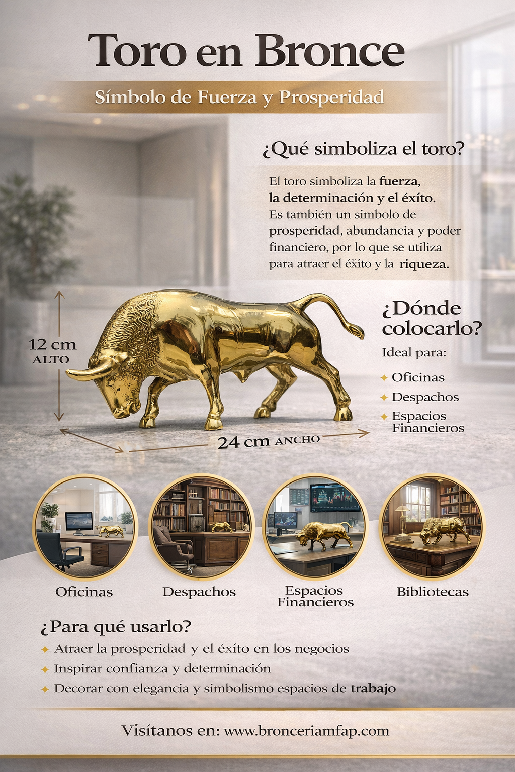Toro de bronce fundido 12 cm - Majestad de la arena