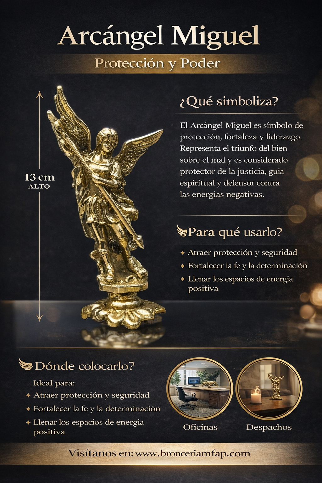 Arcángel Miguel en bronce fundido 13 cm