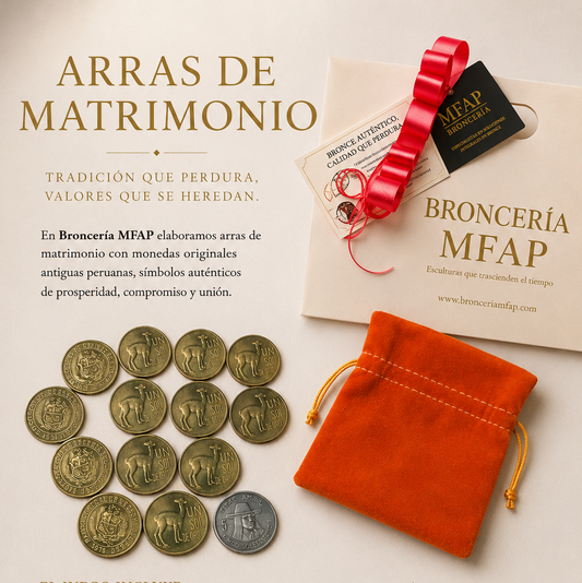Arras de Matrimonio con Monedas Originales Antiguas Peruanas de Bronce y Níquel | Broncería MFAP