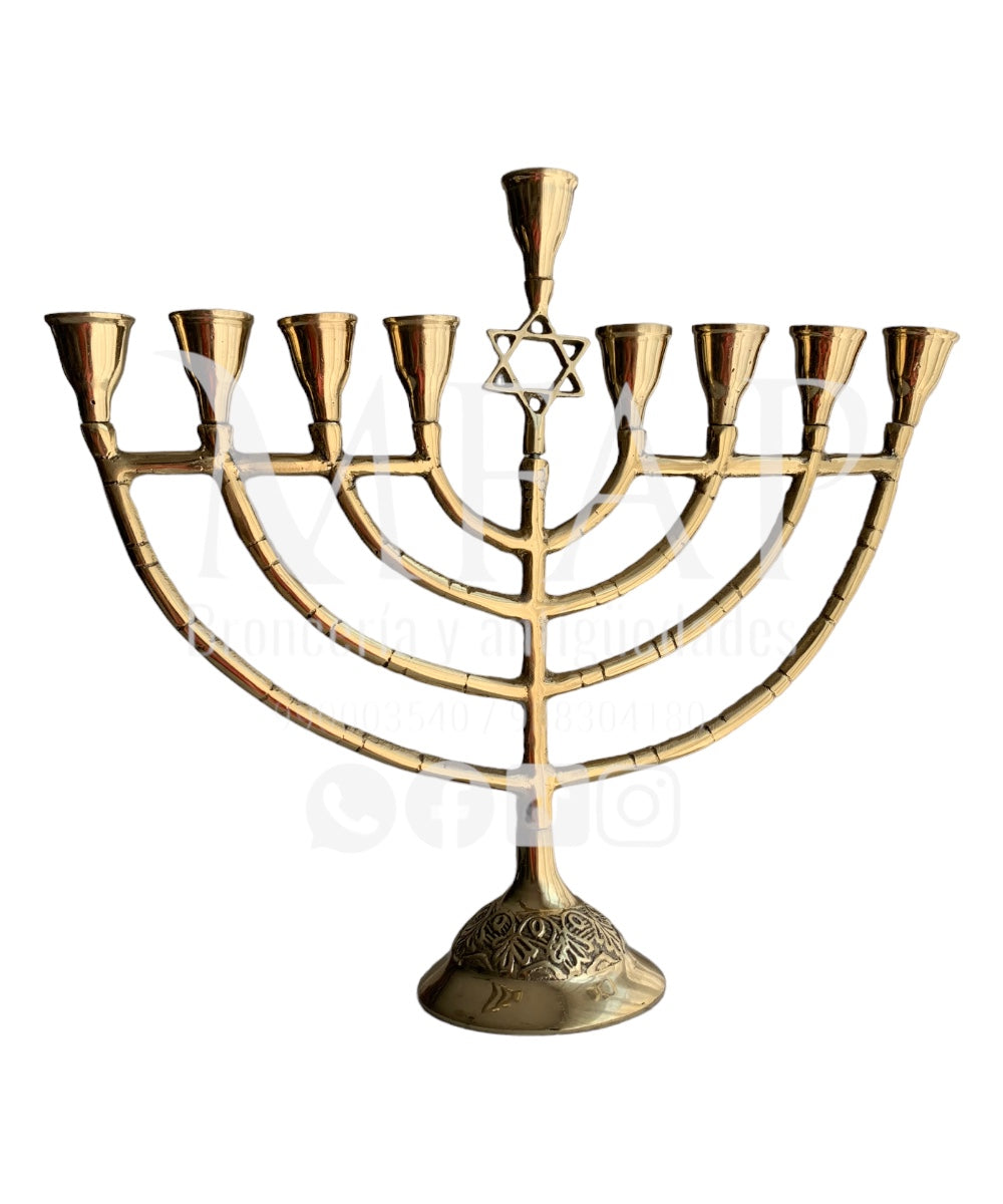 Hanukka candelabro de 9 velas en bronce fundido 29.5 cm -  Luz de libertad