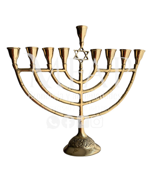 Hanukka candelabro de 9 velas en bronce fundido 29.5 cm -  Luz de libertad