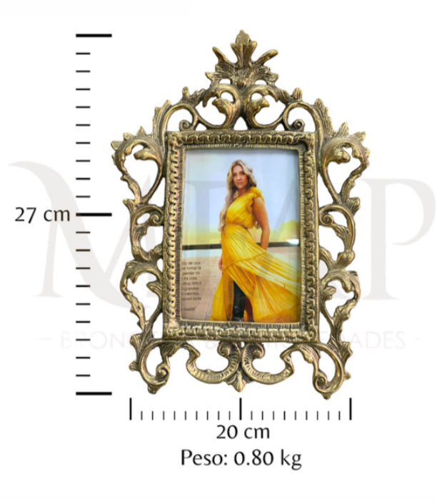 Porta retrato grande en bronce fundido 27 cm - Elegancia dorada