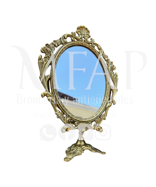 Espejo mediano con marco en bronce fundido 24 cm - Reflejos elegantes