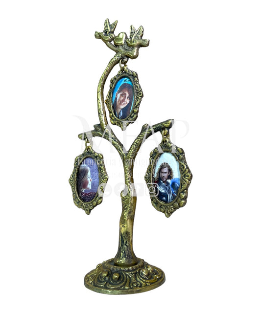 Árbol genealogico de 3 fotos en bronce fundido 17 cm - Linaje dorado
