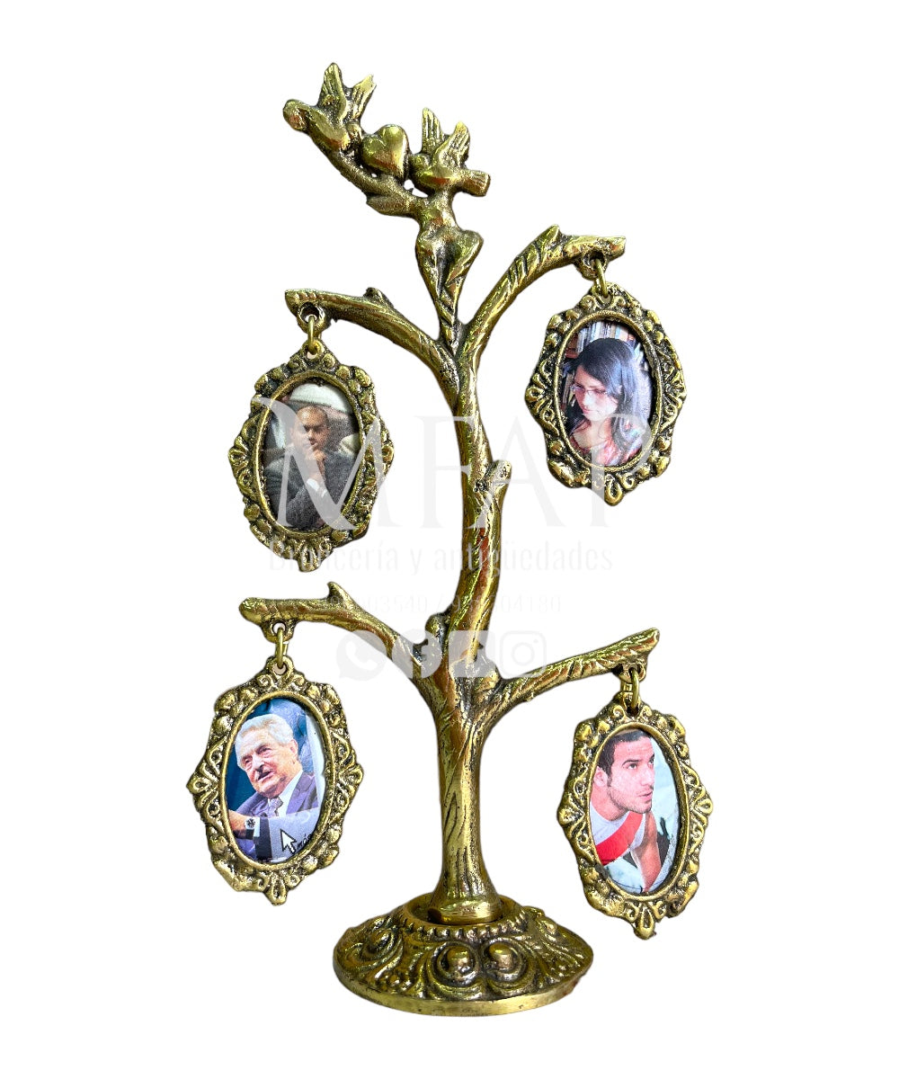 Árbol genealogico de 4 fotos en bronce fundido 19 cm - Árbol ancestral