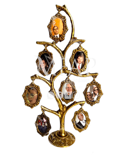 Árbol genealogico de 8 fotos en bronce fundido 23 cm - Eterna genealogia