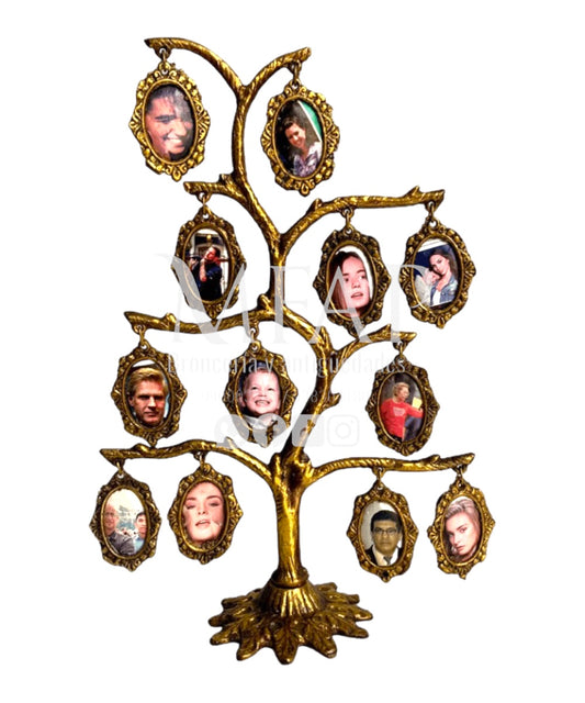 Árbol genealogico de 12 fotos en bronce fundido 26 cm - Árbol conocimiento