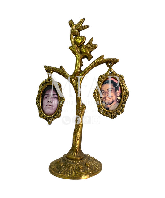 Árbol genealógico de 2 fotos en bronce fundido 15 cm - Raices de oro