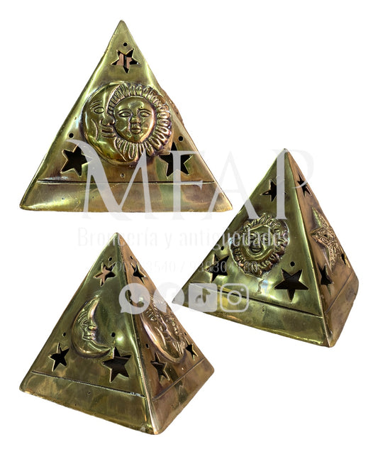 Geometria sagrada - piramide grande en bronce 16 cm